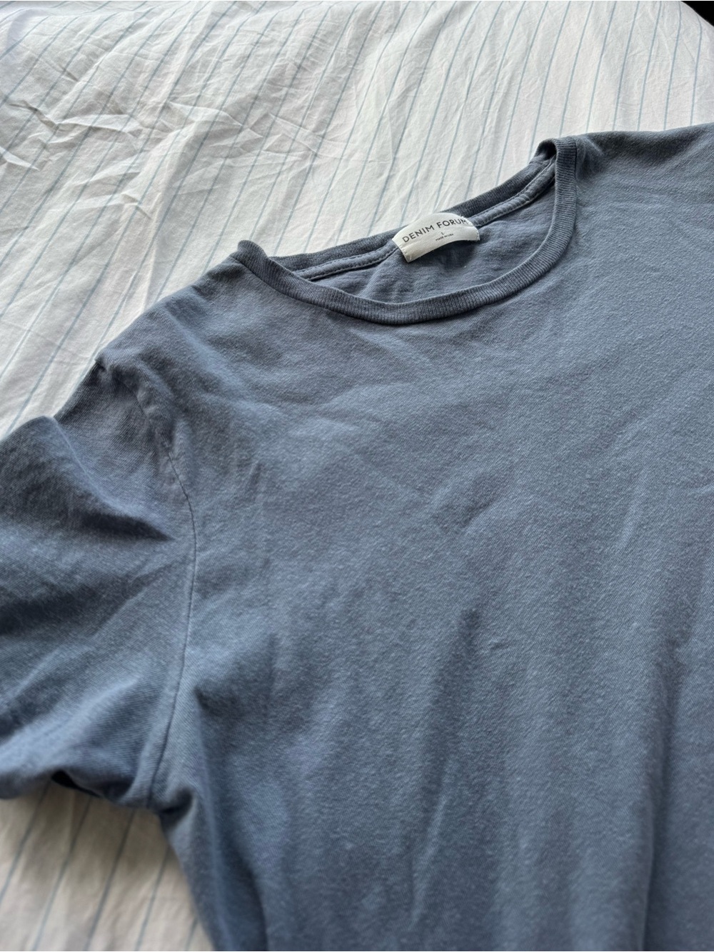 Denim Forum Classic Crewneck Tee in Slate Blue size: L - Picture 3 of 7
